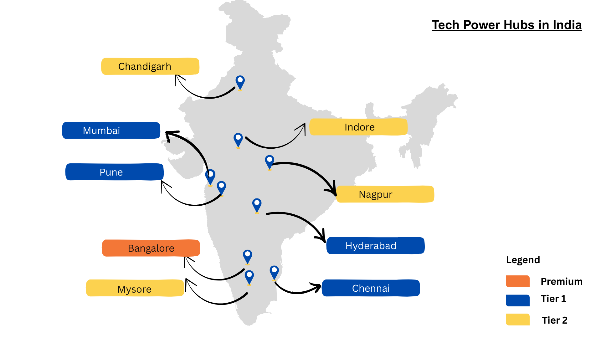 Indian Tech Hubs Map